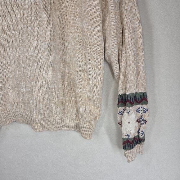 Vintage Sweater Nut Cracker Cardigan XL Beige Christmas Party Deer Forest Cabin - Picture 11 of 11